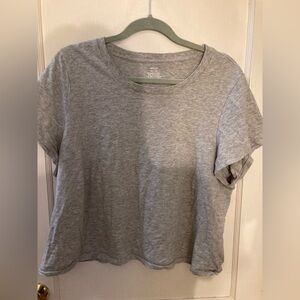 Aerie Light Grey Short Sleeve Crop Top, Size XXL, 100% cotton